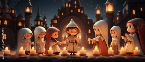 Wallpaper Mural Charming 3D Cartoon Scene of Candlemas Celebration Torontodigital.ca