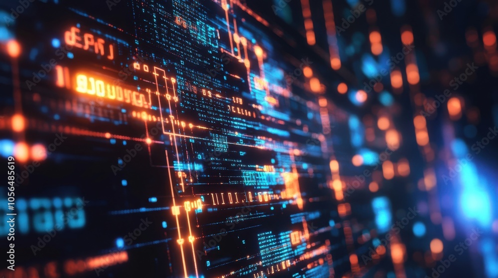 Abstract 3D technology background with binary code. Computer digital image. Abstract 3D technology background with binary code. Computer digital image.