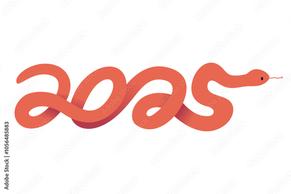 右に向かって2025になる赤い蛇