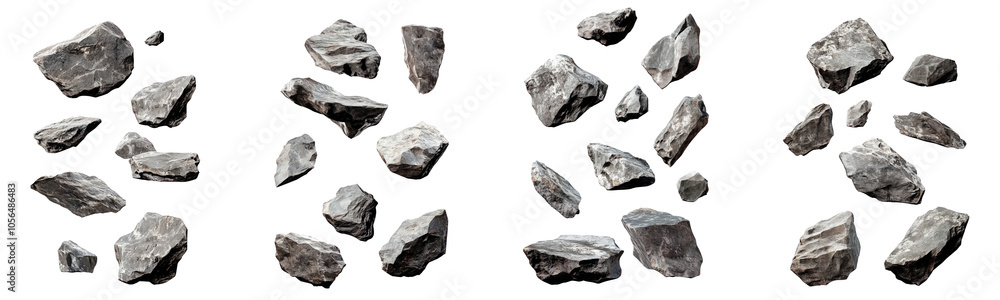 Naklejka premium High-Quality PNG Isolated falling rocks Isolated on White Background – High Resolution
