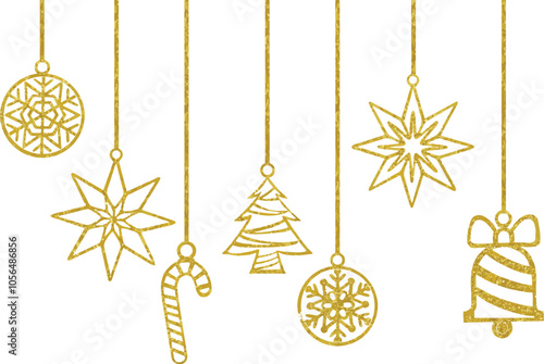 gold christmas hanging ornaments for banner