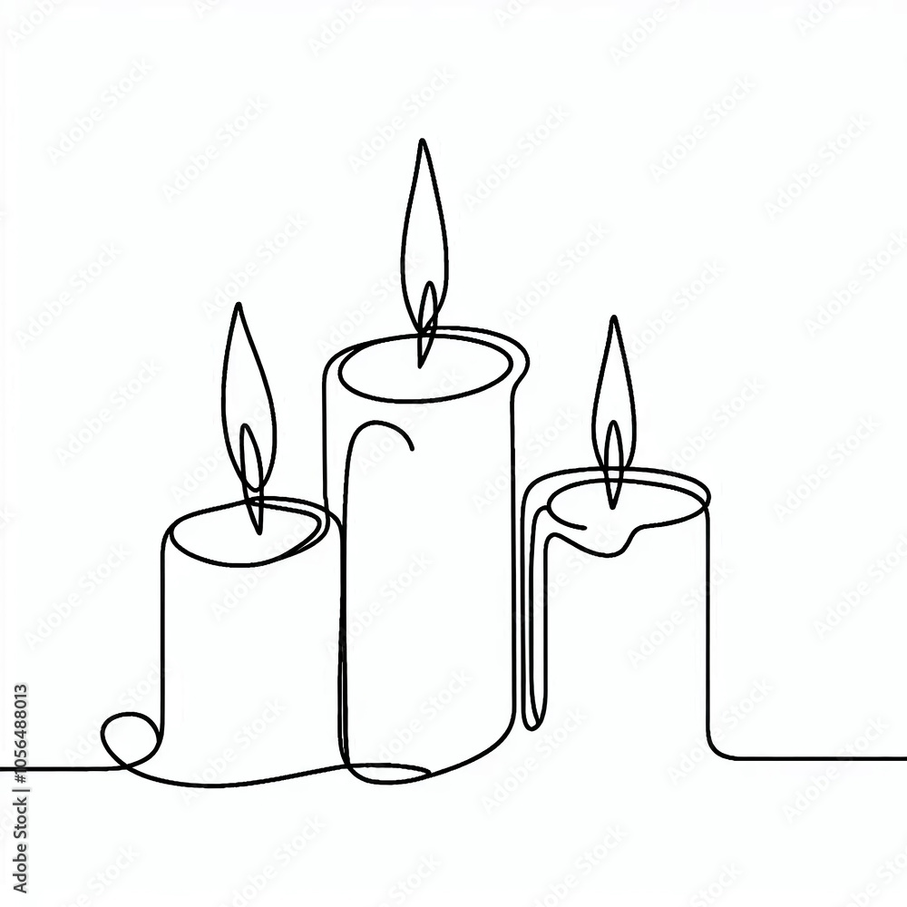 lit candle thin lines flat colors lit candle thin lines flat colors