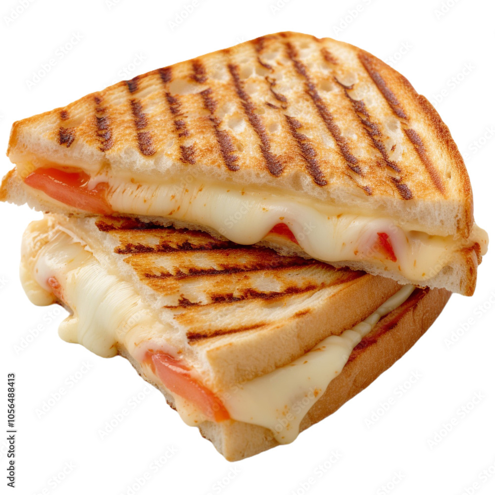 Melted cheese grilled sandwich on transparent background Melted cheese grilled sandwich on transparent background