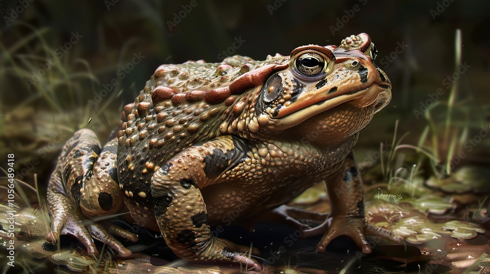 Obraz premium Close-Up of a Toad in a Forest Setting