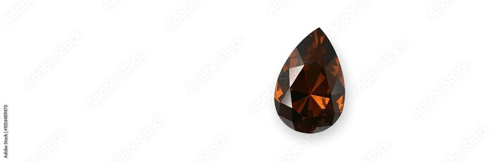 Painite cut style pear dark brown diamond on white background, precious, luxury, jewelry Painite cut style pear dark brown diamond on white background, precious, luxury, jewelry
