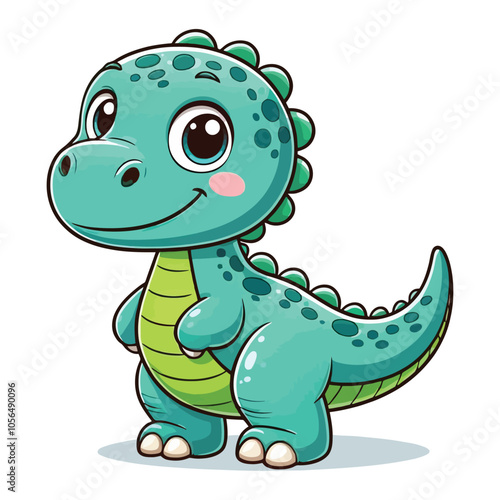 Cartoon Dinosaur Vector Isolated on White Background for Child Books and Printables