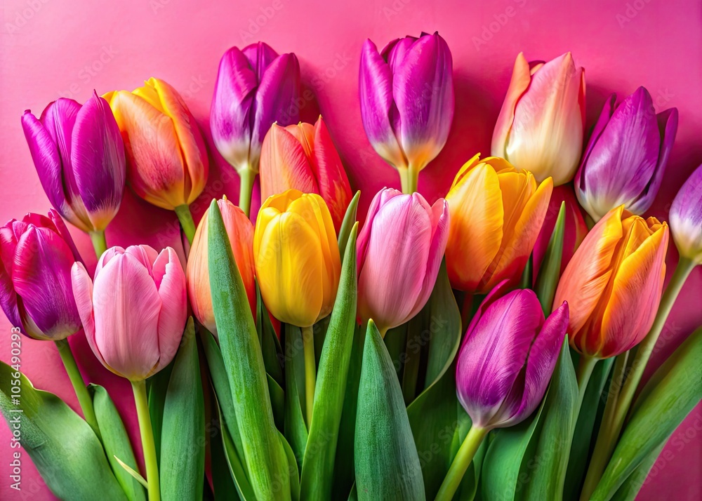 Vibrant watercolor tulips on a soft pink backdrop, perfect for greeting cards, invitations, and banners, celebrating the beauty of spring and floral elegance. Vibrant watercolor tulips on a soft pink backdrop, perfect for greeting cards, invitations, and banners, celebrating the beauty of spring and floral elegance.