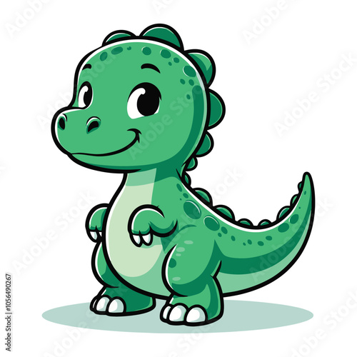 Cartoon Dinosaur Vector Isolated on White Background for Child Books and Printables