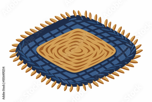 Natural fibers braided trivet mat on a white background vector illustration