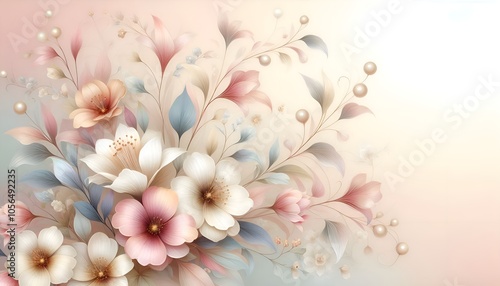background illustration, delicate floral pattern in pastel colors, unique background for publications, presentations, wallpapers, covers, packaging