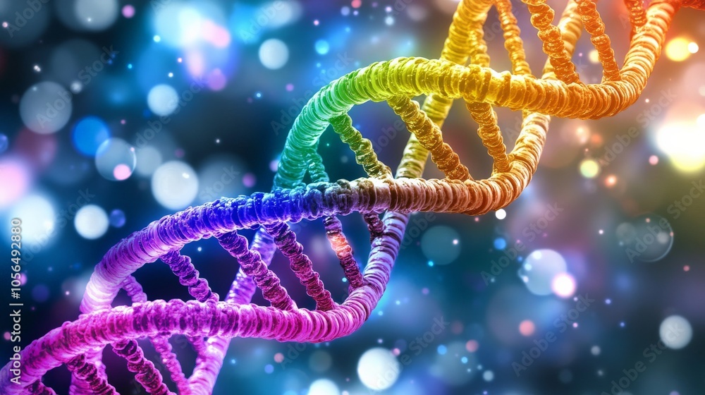 Colorful DNA Helix Representation in Neon Glow Colorful DNA Helix Representation in Neon Glow