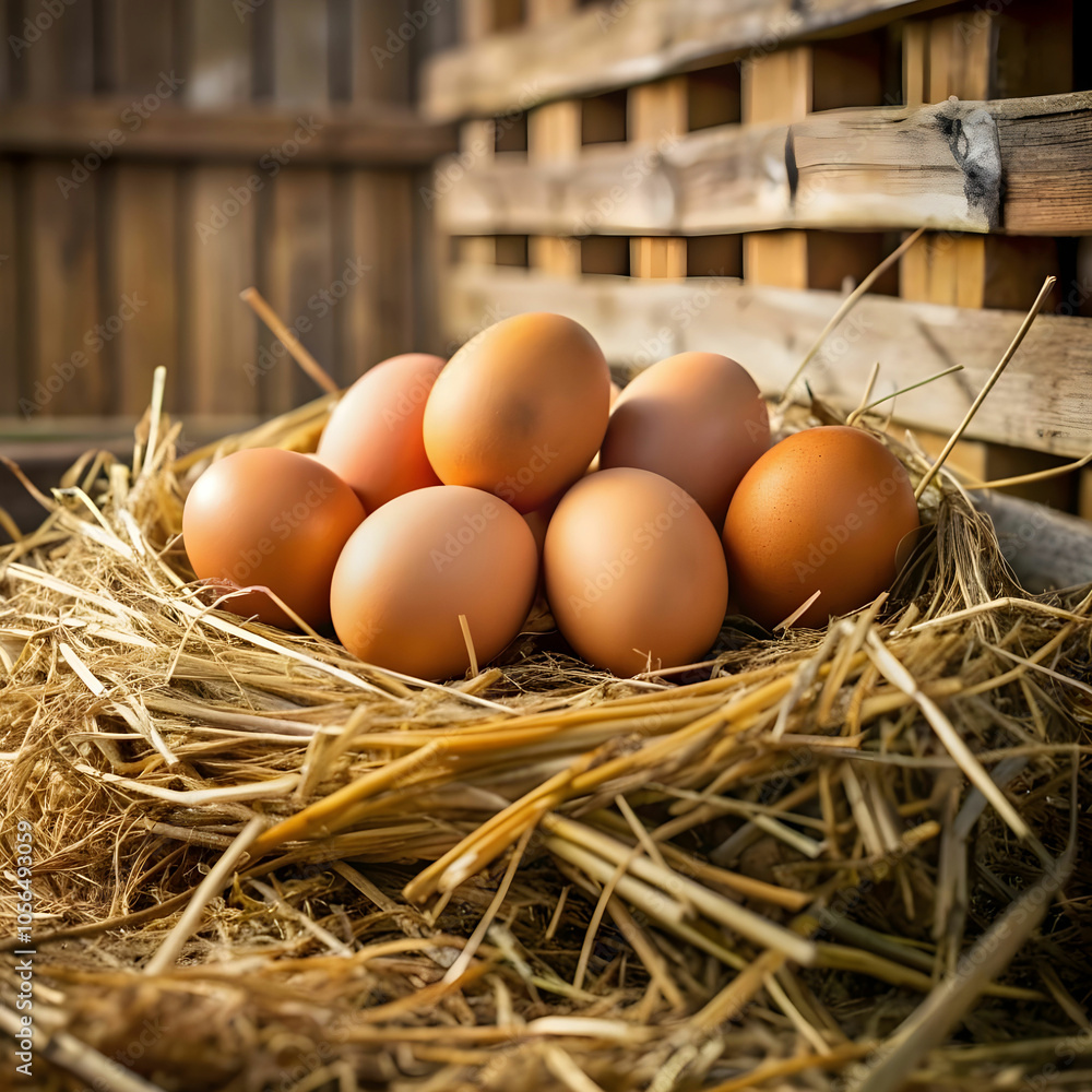 eggs on hay in fence eggs on hay in fence
