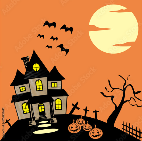 Halloween haunted house vector illustration photo