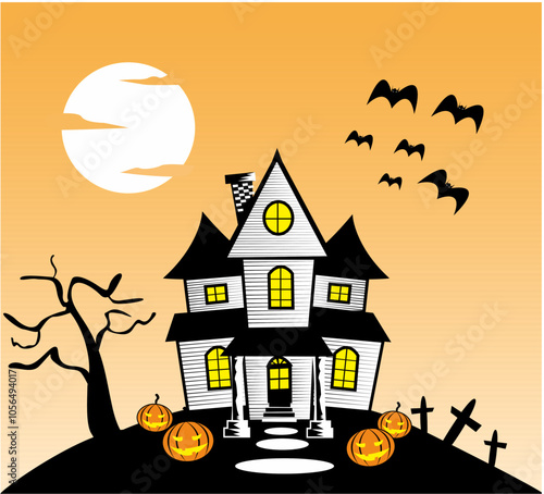 Halloween haunted house vector illustration photo