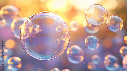 Wallpaper Mural Colorful Soap Bubbles Floating in the Air - Illustration Torontodigital.ca