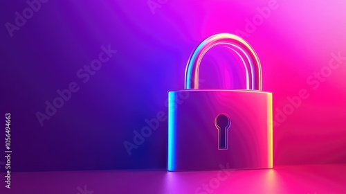 A colorful digital lock shines softly, with dynamic data streams flowing from it, showcasing the vital role of security in today's tech-driven world.