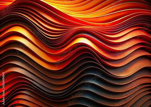 Abstract Wavy Layers in Red, Orange, and Black - Textured Background for Dynamic Product Photography