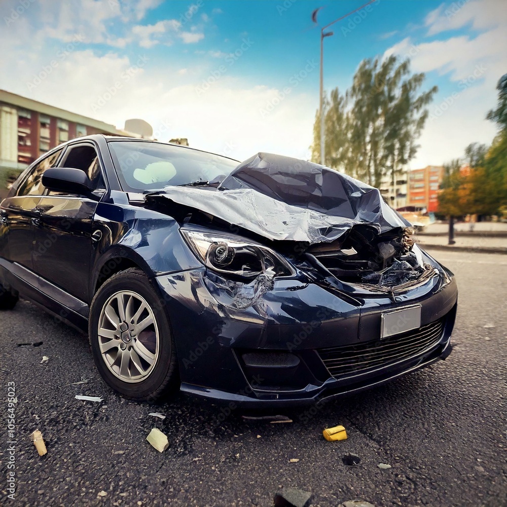 car accident in a populated residential area car accident in a populated residential area