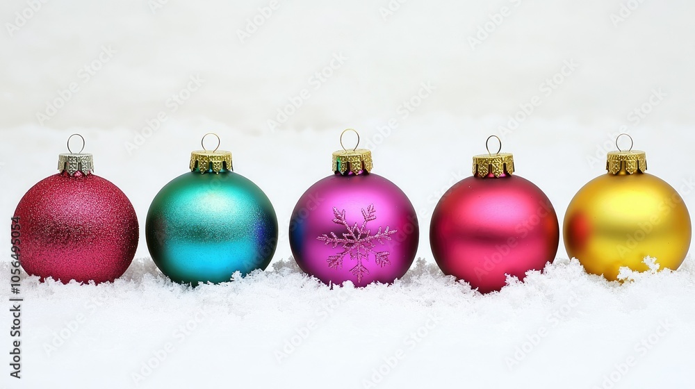 A dazzling display of bright Christmas ornaments illuminates a calm winter backdrop, where snowflakes drift gracefully in the cool air. A dazzling display of bright Christmas ornaments illuminates a calm winter backdrop, where snowflakes drift gracefully in the cool air.