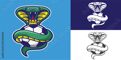 mascot snake with football good for logo, team logo, sport logo, sticker, etc