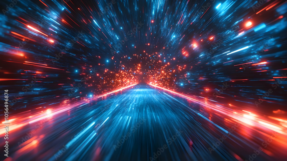 Abstract 3D Background - Red Blue Lights Speed Lines Abstract Background Abstract 3D Background - Red Blue Lights Speed Lines Abstract Background