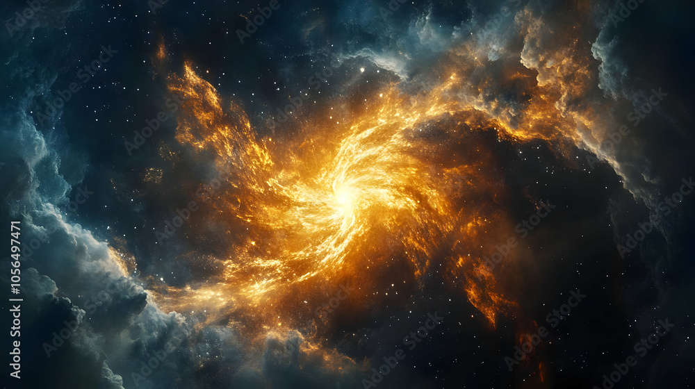 Cosmic Nebula Illustration: Glowing Swirl of Stars and Gas Cosmic Nebula Illustration: Glowing Swirl of Stars and Gas