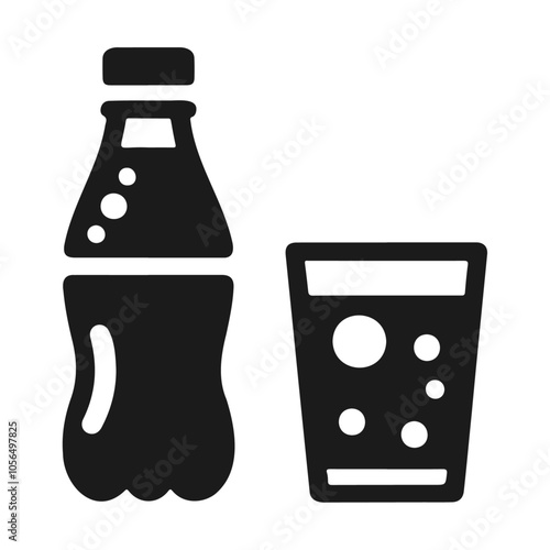 Drink bottle and glass of soda vector icon design