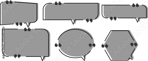 Quote box frame set. Blank quote boxes for text. Quotation bubble frame template with yellow background. Quote text in speech bubble. Quote bubble testimonial banners.