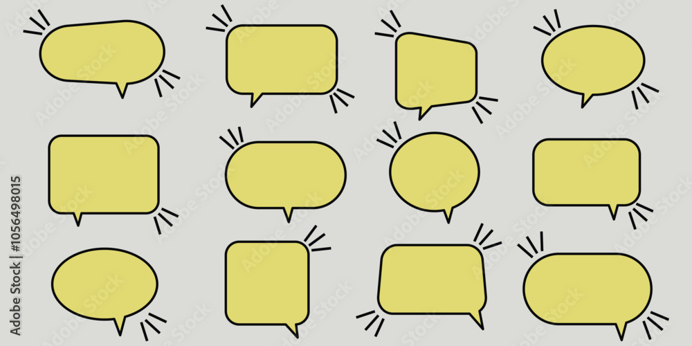 Obraz premium Empty speech bubble collection. White cartoon text box set. Comics chat message balloon pack for poster, label, tag, banner, badge, sticker. Pop art frame or border bundle eps 10.
