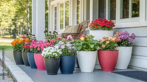 Wallpaper Mural Vibrant Flower Pots on a Porch Torontodigital.ca