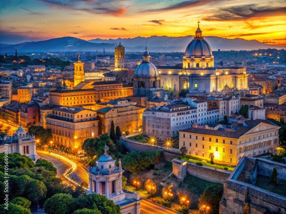 Fototapeta premium Aerial View of Rome from Palazzo Vittoriano - Stunning Cityscape Photography