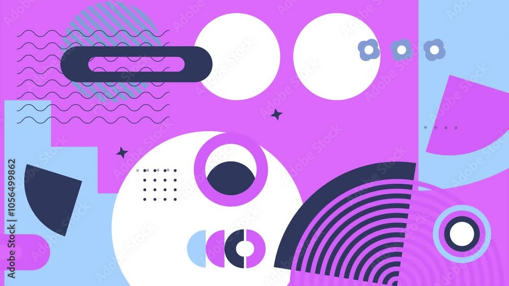 Abstract geometric shapes in vibrant color palette on bright color background seamless 4k video background motion pop art design Abstract geometric shapes in vibrant color palette on bright color background seamless 4k video background motion pop art design