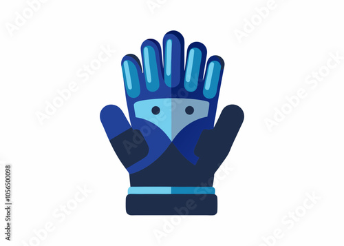  Winter blue ski gloves isolated on white background