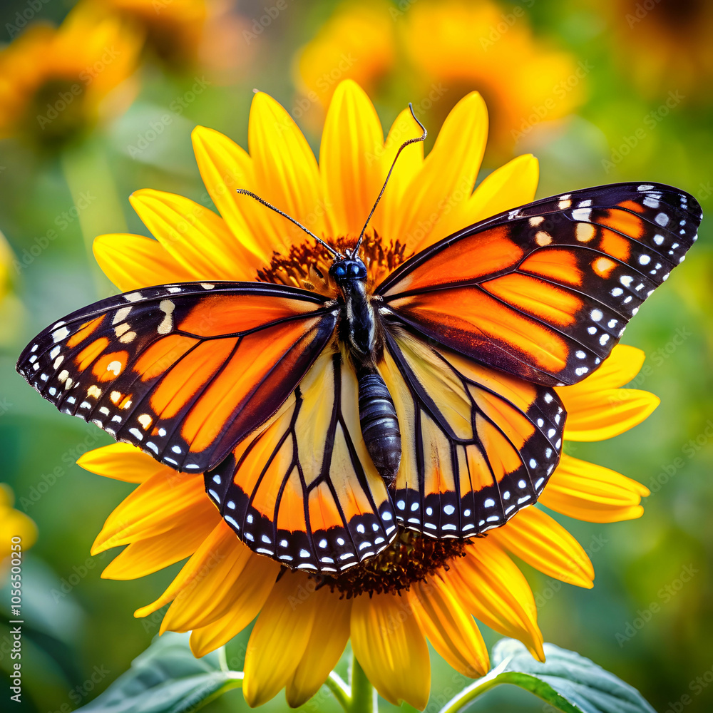 a-close-up-of-a-vibrant-orange-and-black-monarch-b a-close-up-of-a-vibrant-orange-and-black-monarch-b