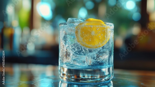 Image of a classic cocktail with an orange slice garnish, suggesting a refreshing beverage.