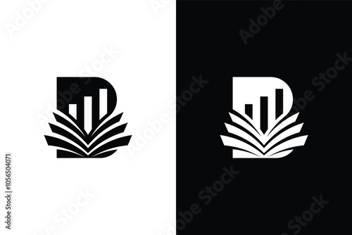 Initial Letter B Books and Diagrams, to Learn Financial Accounting Bookkeeping Logo Design Inspiration.