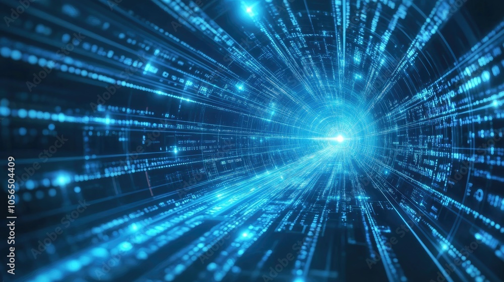 Abstract blue tech background with lines, speed concept in a futuristic cyberspace style Abstract blue tech background with lines, speed concept in a futuristic cyberspace style