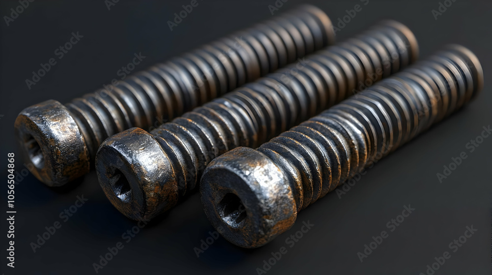 3D Render of Rusty Metal Screws 3D Render of Rusty Metal Screws