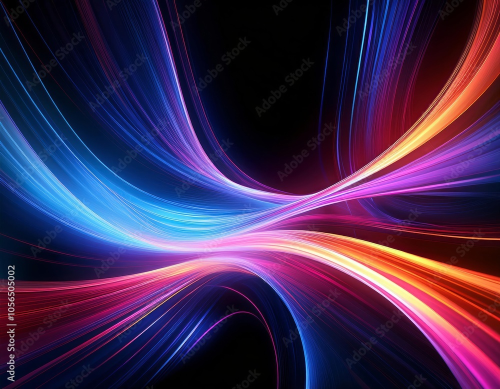 An abstract image featuring vibrant, flowing lines of light in shades of blue, pink, and orange. The lines curve and intertwine against a black background An abstract image featuring vibrant, flowing lines of light in shades of blue, pink, and orange. The lines curve and intertwine against a black background