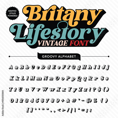 Black and White Britany Life story serif Groove Retro Vintage Display Bold Font alphabet