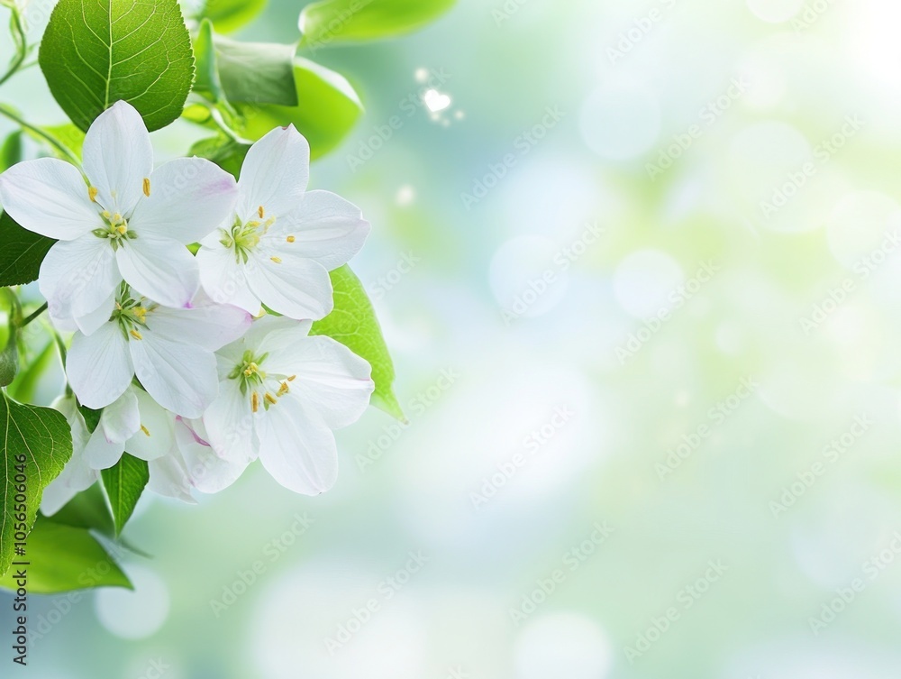 A serene image of white flowers with green leaves against a soft, blurred background. A serene image of white flowers with green leaves against a soft, blurred background.