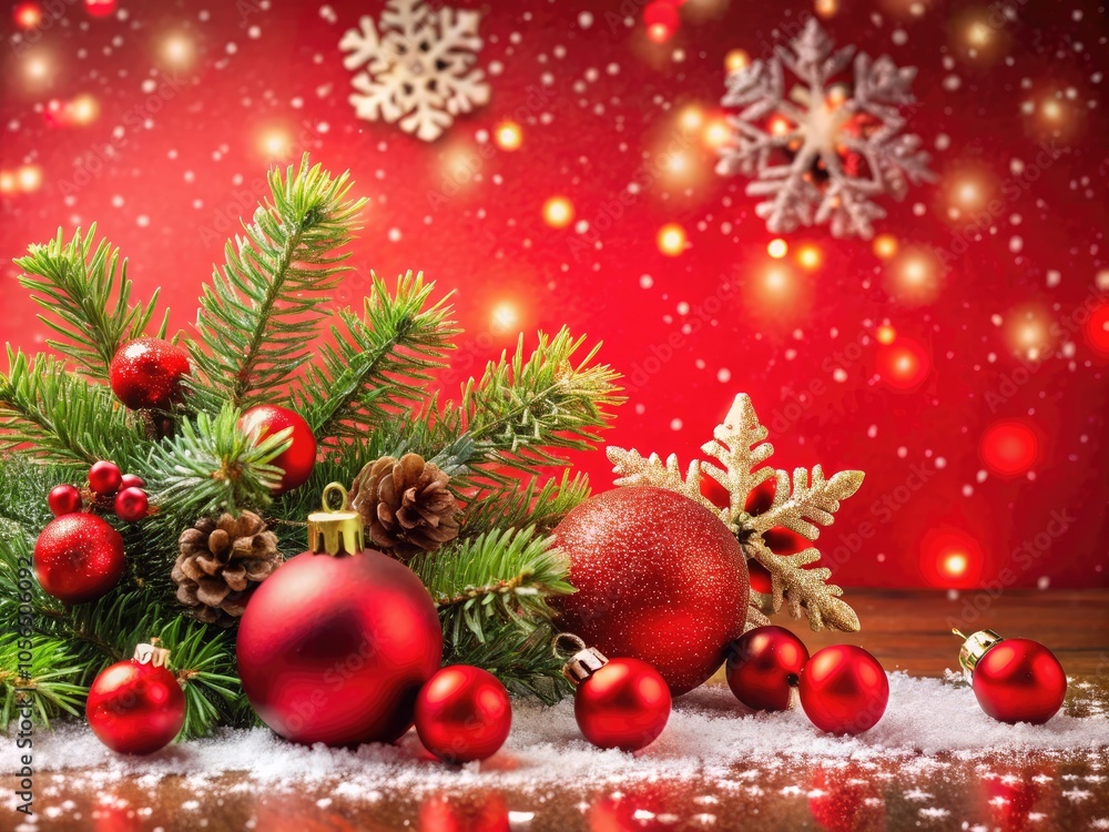 Wishing everyone a Merry Christmas and Happy New Year against a striking red backdrop adorned with cheerful decorations and enchanting snowflakes for a festive touch. Wishing everyone a Merry Christmas and Happy New Year against a striking red backdrop adorned with cheerful decorations and enchanting snowflakes for a festive touch.