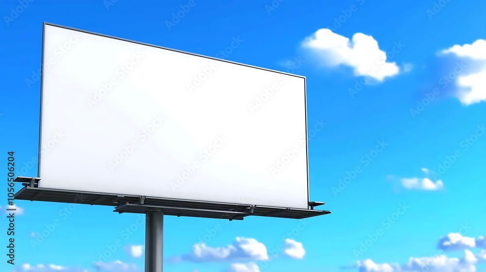 Obraz premium Blank Billboard Advertising Signpost Against Blue Sky