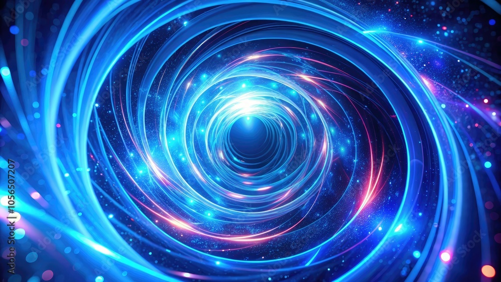 Witness a stunning 3D abstract vortex in blue, adorned with hypnotic neon lines and luminous energy particles, creating a captivating and surreal visual spectacle. Witness a stunning 3D abstract vortex in blue, adorned with hypnotic neon lines and luminous energy particles, creating a captivating and surreal visual spectacle.
