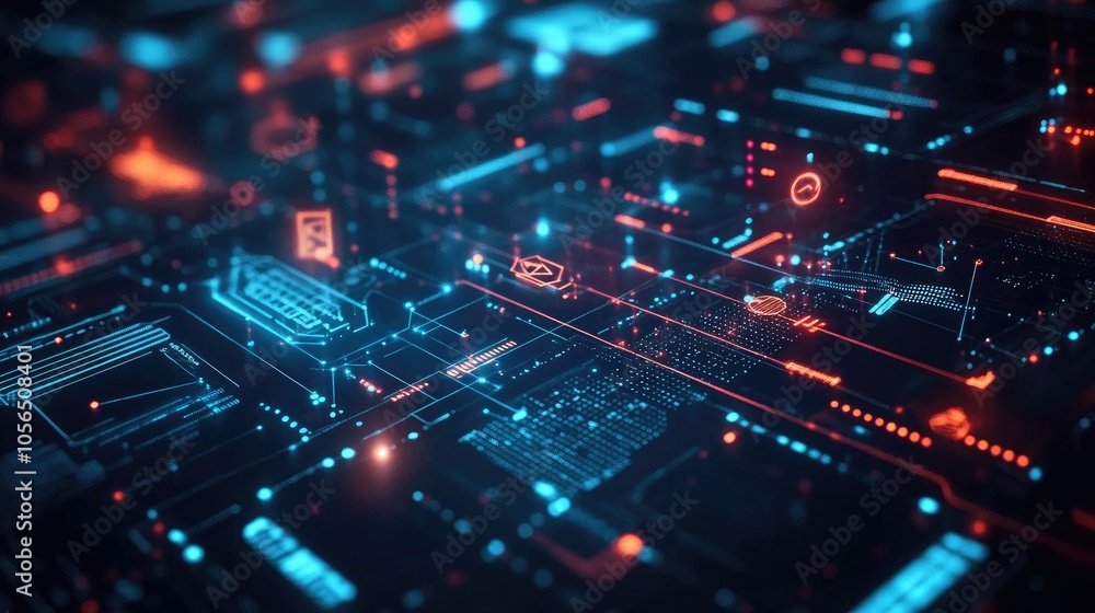 Fototapeta premium Generative AI solutions in a business setting, featuring icons for project management and data