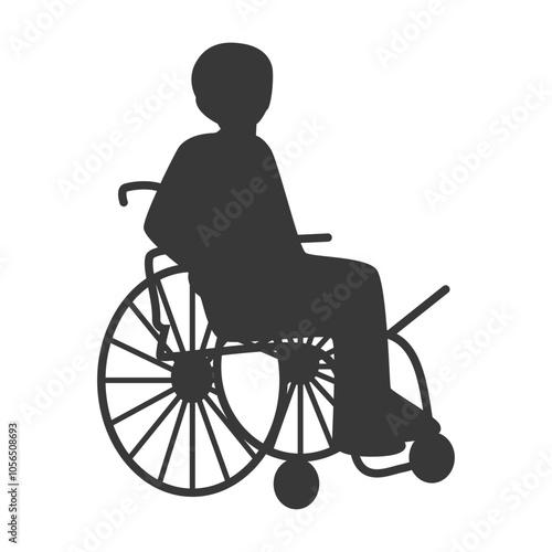 Silhouette of a Disabled Person in a Wheelchair. Vector Illustration.