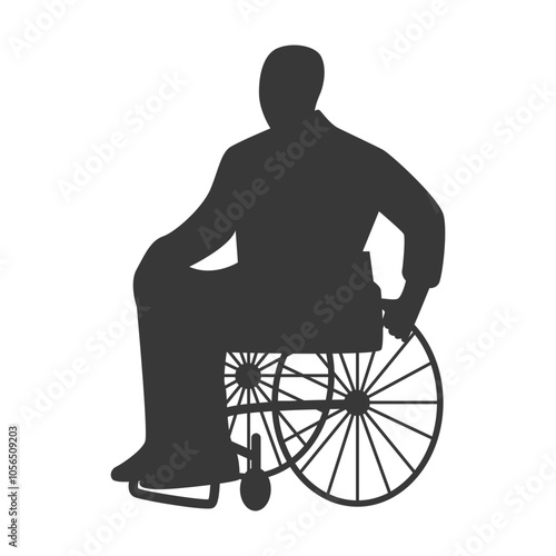 Silhouette of a Disabled Person in a Wheelchair. Vector Illustration.