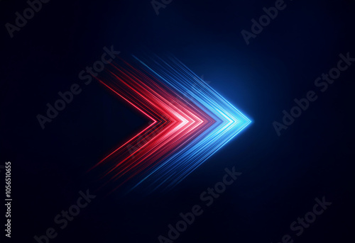 A red and blue arrow with a glowing effect, pointing right, on a dark background.