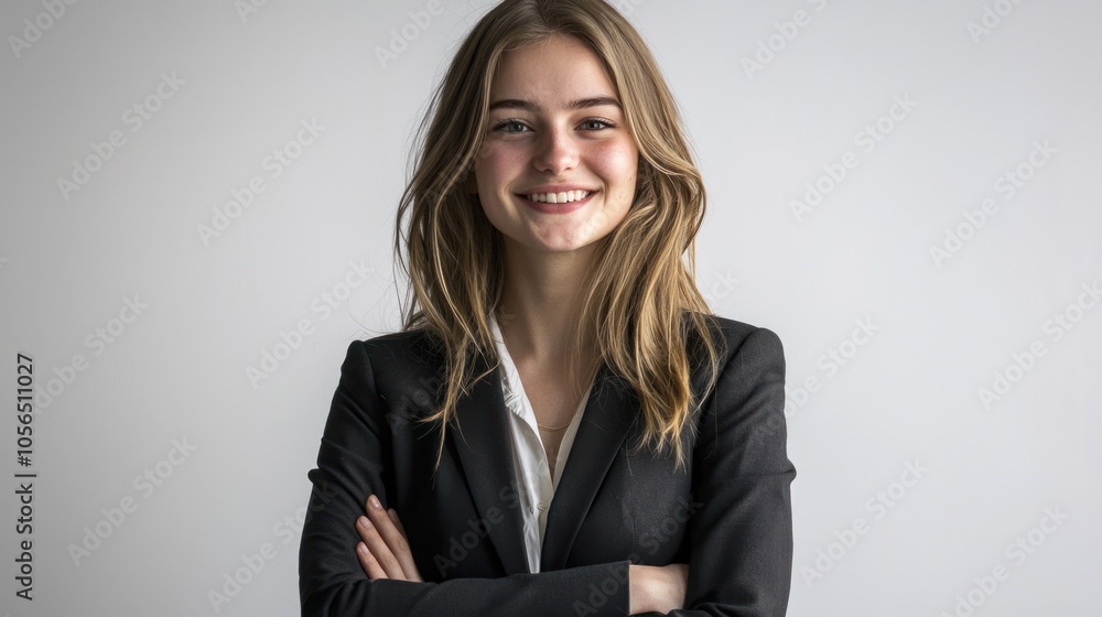Portrait of a smiling businessman, a professional and confident woman in suit, isolated on transparent background Portrait of a smiling businessman, a professional and confident woman in suit, isolated on transparent background