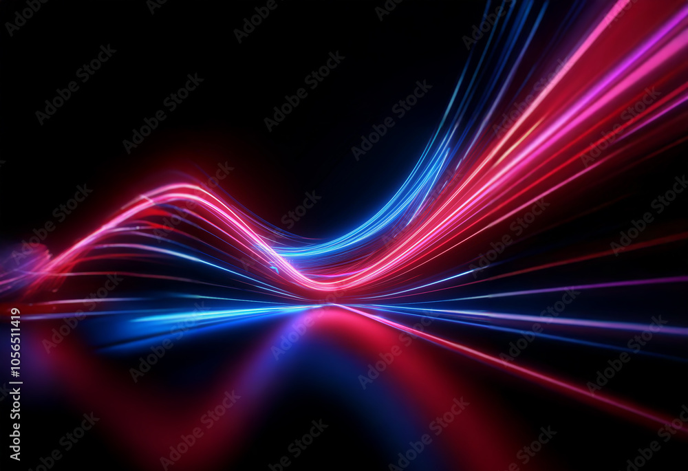 Abstract digital artwork with vibrant streaks of red and blue light on a black background. Abstract digital artwork with vibrant streaks of red and blue light on a black background.